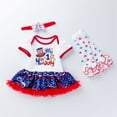 thumbnail image 2 of Ruyang Baby My First 4th of July Outfits Short Sleeve Romper Bodysuit Dress Tulle Tutu Skirt New Born Clothes Set 3PCS, 2 of 6