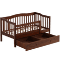 thumbnail image 5 of SESSLIFE Wood Toddler Day Bed with 2 Pull-Out Drawers, Kid Bed Frame with Fence Railings, No Box Spring Needed, Solid Wood Slats Supported Daybed for Toddler (Espresso), 5 of 7
