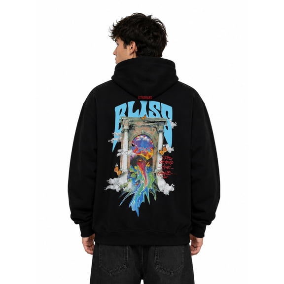Eternal Bliss Life Beyond The Grave Full Zip Men's Black Hoodie (Medium)