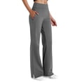 thumbnail image 1 of Pantalones de Cintura Elástica para Mujeres Deporte Casual Color Sólido Botón de Moda Bolsillo Pantalones de Yoga, 1 of 6