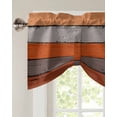 thumbnail image 3 of Tie Up Valance Curtain for Kitchen,Coastal Nautical Compass Orange Gradient Rod Pocket Short Curtains Adjustable Tie-Up Shade Valances,Vintage Farm Wood Board Window Treatment for Living Room, 3 of 8