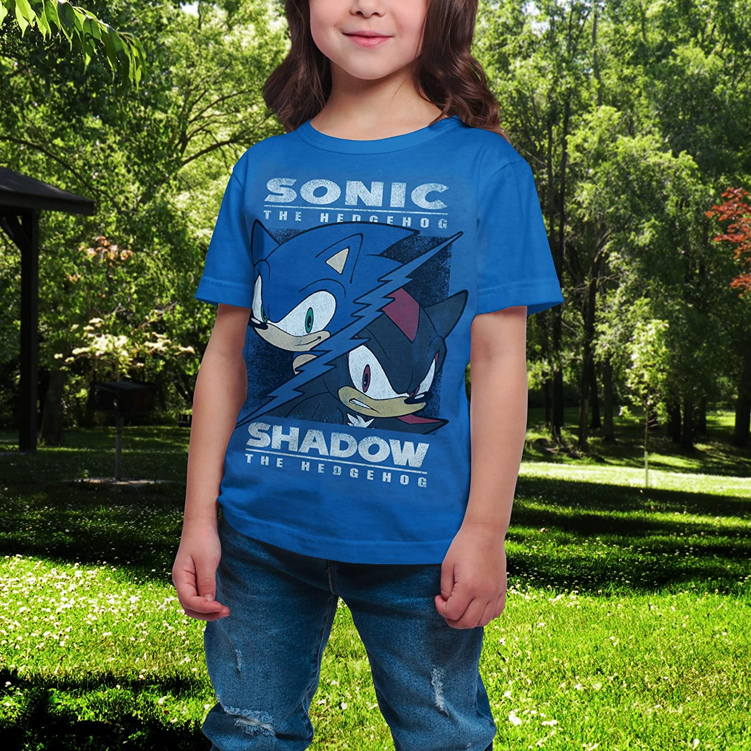 Sonic vs Shadow Split T-Shirt for Youth Kid, Classic Game Vintage