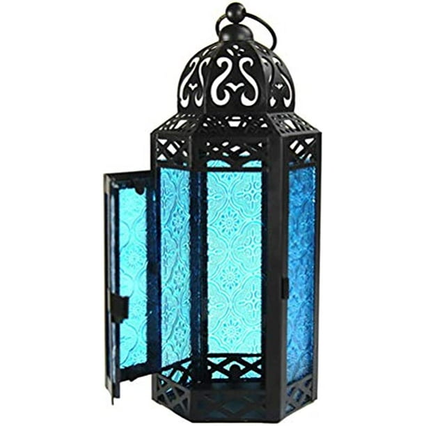 Insian Moroccan Hanging Lantern, Vintage Wrought Iron Hanging Candle