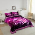 thumbnail image 2 of Erosebridal Hot Pink Rose Butterfly Bedding Set Galaxy Glitter Stars Quilt Set King,Floral Animal Comforter Set For Teen Women Starry Sky Botanical Bed Set 2 Pillow Cases Mothers Day Gifts, 2 of 5