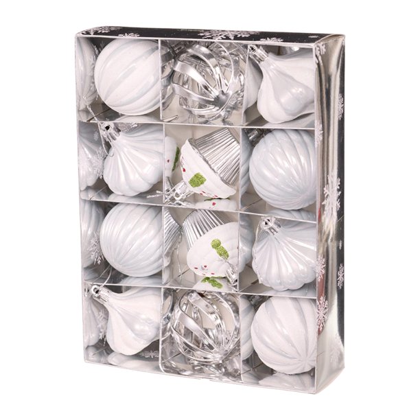 12 bolas navideñas, adornos navideños, adornos colgantes DIY para Navidad. Plata