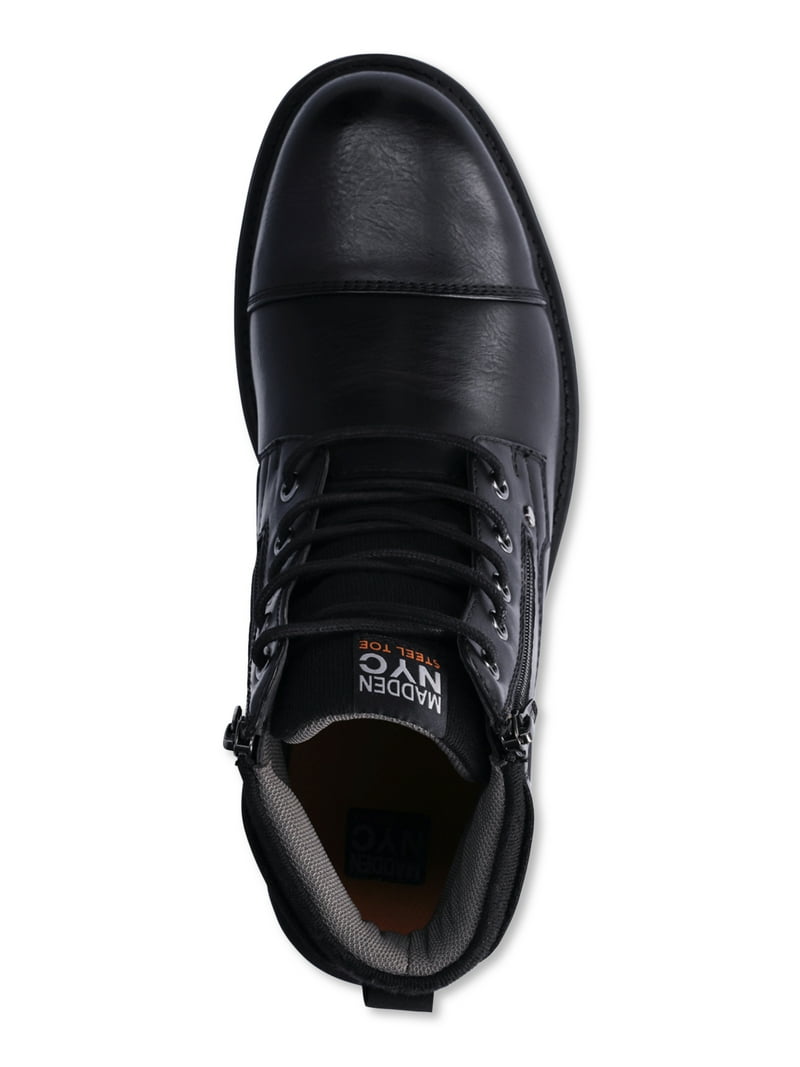 Men\'s Madden NYC Black Leather Lace-Up Boots s-l400.jpg main image 4