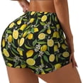 thumbnail image 2 of Wukai Lemon Fruits Flowers Leaves Print Pack Biker Shorts for Women Yoga Workout Gym Running Scrunch Active Shorts-Large, 2 of 8