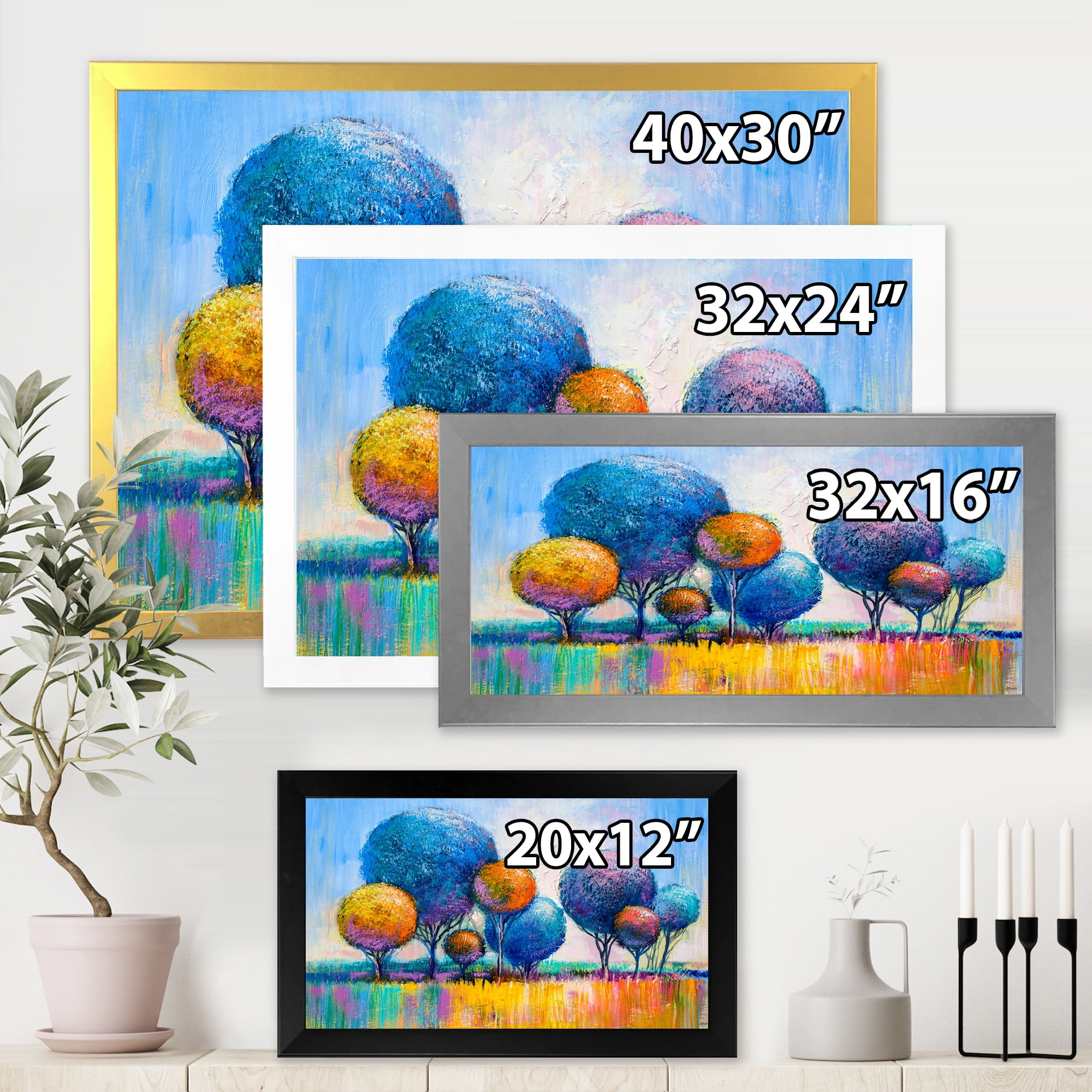 Designart 'Autumn Colorful Fantasy Trees IV' Modern Framed Art Print