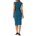 thumbnail image 3 of INSPIRE CHIC Women's Sheath Dress Sleeveless Work Solid Midi Dress M Peacock Blue, 3 of 6