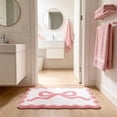 thumbnail image 5 of JHyouerji Bow Print Faux Wool Bath Mat 16x24 Inch,Pink Water Absorbent Non Slip Soft Entryway Shower Rug for Bathroom Home Floor Decor, 5 of 7