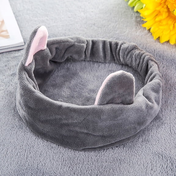 STAOEDU Spa Headband for Women, Facial Makeup Headband Soft Coral Fleece Cosmetic Headband for Women Girls Cat Ears Hair Band Head Wraps