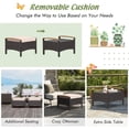 thumbnail image 4 of Set of 2 Patio Rattan Ottoman Footrest Cushions Wooden with Handle Beige, 4 of 5