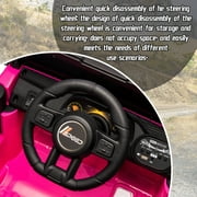 12 Volt Ride on Toys for Toddlers w/Remote Control, Electric Ride on Truck Car w/ Shock Absorption, 3 Speeds, Bluetooth, Lights, Steering Wheel Quick Release (Pink)