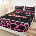 thumbnail image 3 of Castle Fairy Teens Queen Crown Twin Sheet Sets 3pcs,Bling Butterflies Cheetah Print Twin Fitted Sheet Microfiber,Black Pink Breathable Flat Sheet,Breathable Home Decor, 3 of 7