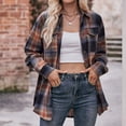 thumbnail image 3 of Camisa A Cuadros Blusas de otoño para mujer Blusas de camisa con cuello de solapa con bolsillo Cuello en V Traje diario Cgtredaw Negro L para Mujer, 3 of 6