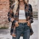 thumbnail image 3 of Camisa A Cuadros Blusas de otoño para mujer Blusas de camisa con cuello de solapa con bolsillo Cuello en V Traje diario Ygjytge Negro L para Mujer, 3 of 7