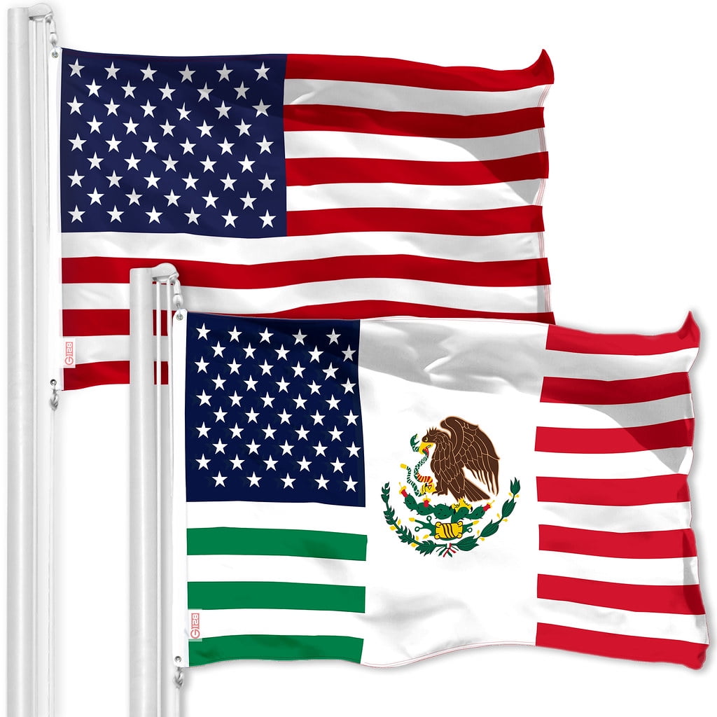 USA & Mexiko Flaggen-Banner 3x5 Fuß (ca. 90x150 Cm) – Großhandel, Mit Ösen, 100% Polyester