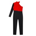 thumbnail image 6 of inlzdz Kids Girls Long Sleeve Full Body Unitard Catsuit Colorblock Dance Ballet Gymnastics Leotard Red 12, 6 of 7