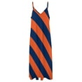 thumbnail image 5 of Diagonal Stripes: Orange & Navy Blue Sleeveless Dress evening dress summer outfits for women prom dress, 5 of 7