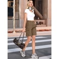 thumbnail image 5 of Women'S Cargo Denim Shorts Knee Length with 6 Pockets Summer Casual Elastic Waist Jorts Camel Color M, 5 of 7