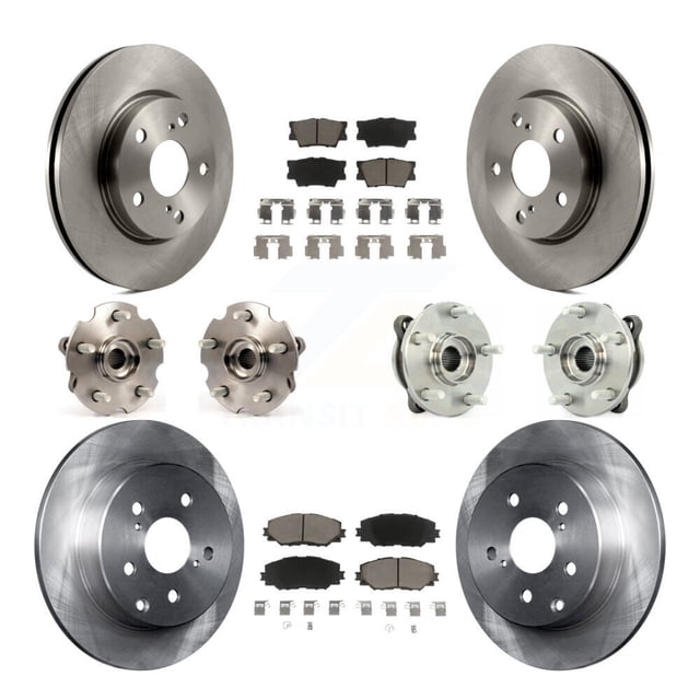 Transit Auto Front Rear Hub Bearings Assembly Disc Brake Rotors and Ceramic Pads Kit (10Pc) for Car 2013-2018 Toyota RAV4 LE with AWD - Left Right Side (Driver Passenger) KBB-119219