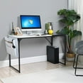 thumbnail image 2 of Homylin 47-inch Study Writing Table with 1 Side Storage Bag,Saving-Space Modern Computer Desk for Home Office, Wood Top with Metal Frame Black/White, 2 of 8