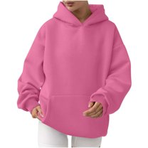 Atogsazn Womens Oversized Hoodies Casual Fleece Hooded Sweatshirts Long Sleeve Sweaters Pullover Fall Outfits Pink XL