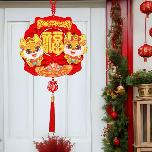Decoración colgante de Año Nuevo Chino perfecl señal de puerta dragón 2024 estilo A