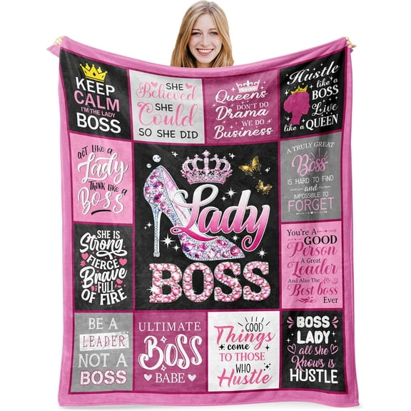Boss Gifts for Women, Boss Lady Gifts, Boss Day Gifts for Women, Boss Appreciation Gifts for Women, Gift for Boss Female, Boss Birthday Gifts for Women, Boss Lady Blanket 50"X60" - Pink