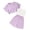 Purple, variant on Girls 3-Piece Summer Outfit Set Print Crop Top & Elastic Waist Shorts Casual Breathable Clothing for Kids Red Size 11-12 Years