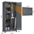 thumbnail image 3 of Marcree Broom Closet with Locking Doors,72.8’’H Cleaning Tool Storage Cabinet with Hanging Rod & Hooks,Heavy-Duty Tool Garage Storage Cabinet for Utility Room,Grey, 3 of 8