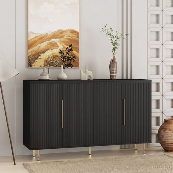 WGYPRIME 56.59" Modern Buffet Cabinet with Storage, Large Fluted Sideboard with Adjustable Shelves, Coffee Bar Cabinet for Bedroom