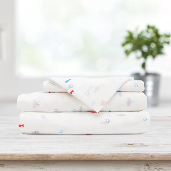 Safdie & Co. 4-piece Modern Polyester Underwater Double Sheet Set in White