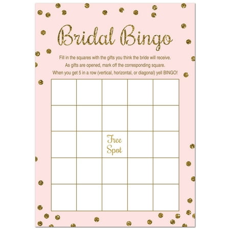 bingo bridal shower cards faux glitter pink gold walmart