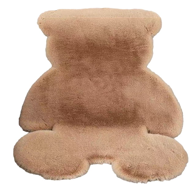 Bonita alfombra de dormitorio suave con forma de oso, peluda, para habitación de niños, adolescentes y niñas, para sala de estar, color caqui, 45 x 60