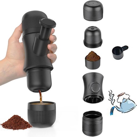 TYEGDAVD Cafetera Manual Portátil con Taza Incluida, Funciona con Café Molido, Fácil de Limpiar, Ide