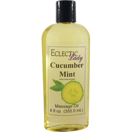 Cucumber Mint Massage Oil by Eclectic Lady, 8 oz, Sweet Almond Oil and Jojoba Oil