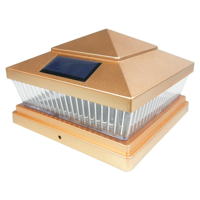 iGlow 1 Pack Copper / White Outdoor Garden 6 x 6 Solar SMD LED Post Deck Cap Square Fence Light Landscape PVC Vinyl Wood