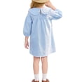 thumbnail image 4 of INSPIRE CHIC Halloween Girls Gingham Dress 3/4 Puff Sleeve Babydoll Shirt Dress with Doll Collar Loose Fit Fall Casual Dress for School & Parties 5-6 Years Blue, 4 of 5