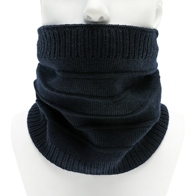 Winter Warm Plus Fluff Line Stripe Bib Cover Solid Color Collar Thick Knit Bib