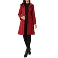 thumbnail image 2 of Allegra K Collar Coat for Women's Buttons Long Sleeve A-Line Casual Long Winter Coats XL Dark Red, 2 of 6