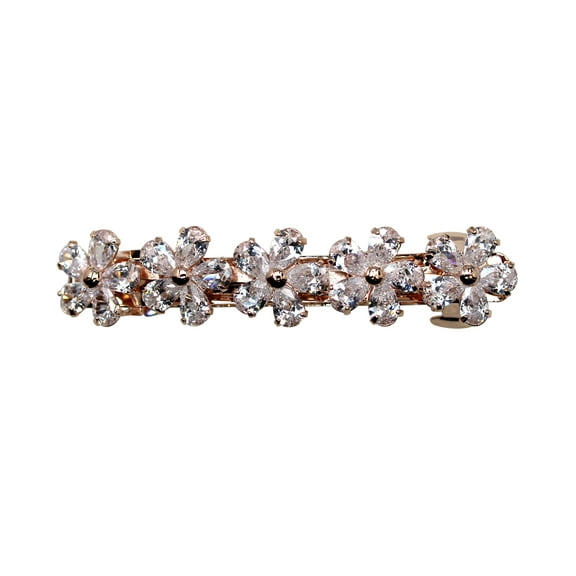 Faship Gorgeous Clear CZ Crystal Floral Small Hair Barrette Clip