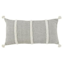 HomeRoots 14" X 14" Gray And White Cotton Pillow With Tassels Edges