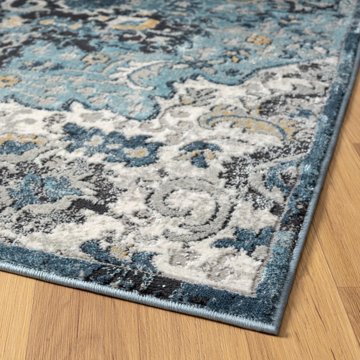 Luxe Weavers Moroccan Blue 8x10 Medallion Area Rug, Floral Living Room Carpet