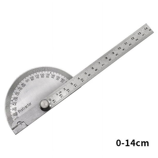 Transportador de ángulos, cabeza cuadrada de acero inoxidable, buscador de regla de ángulo 0-180°, regla de carpintería de 14cm, herramienta de medición de ángulo
