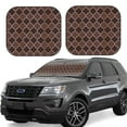 thumbnail image 2 of Uemuo Brown Gold Grid Printed 2 PCS Car Windshield Sun Shade, Auto Sun Heat and UV Rays Blocker, Foldable Automotive Front Window Sunshade Protector, 2 of 7