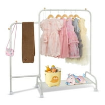 Wdmiya Multifunctional Kids Clothing Rack, Baby Garment Rack for Hanging Clothes with Wheels and Bottom Storage Shelf, Small Clothes Rack Dress Up Storage Rack for Coats, Skirts, Single Door