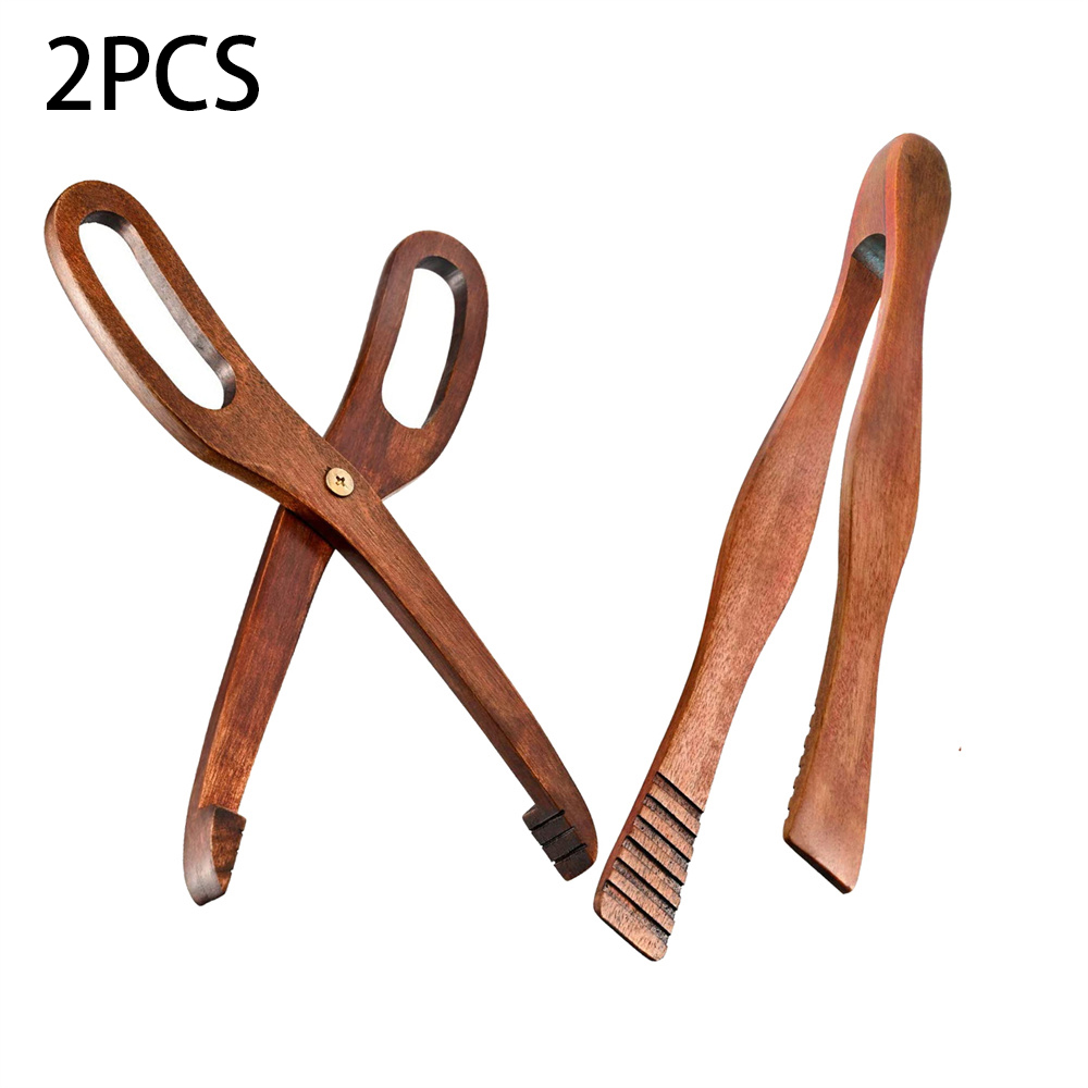 AAOMASSR 2PCS Toaster Tongs Wood Cooking Tongs Scissor Wooden Kitchen