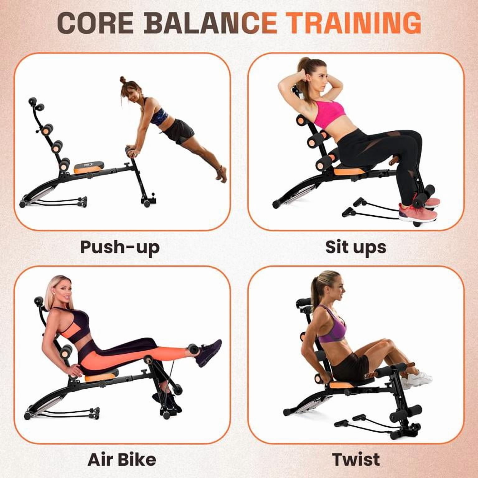 Korogimeeet Heavy Duty Ab Workout Bench, Multi-Function Sit Up Bench with Adjustable Backrest, Foam Padding & Headrest, Resistance Bands & Leg Developer for Full Body, 41 x 12 x 34 Inch