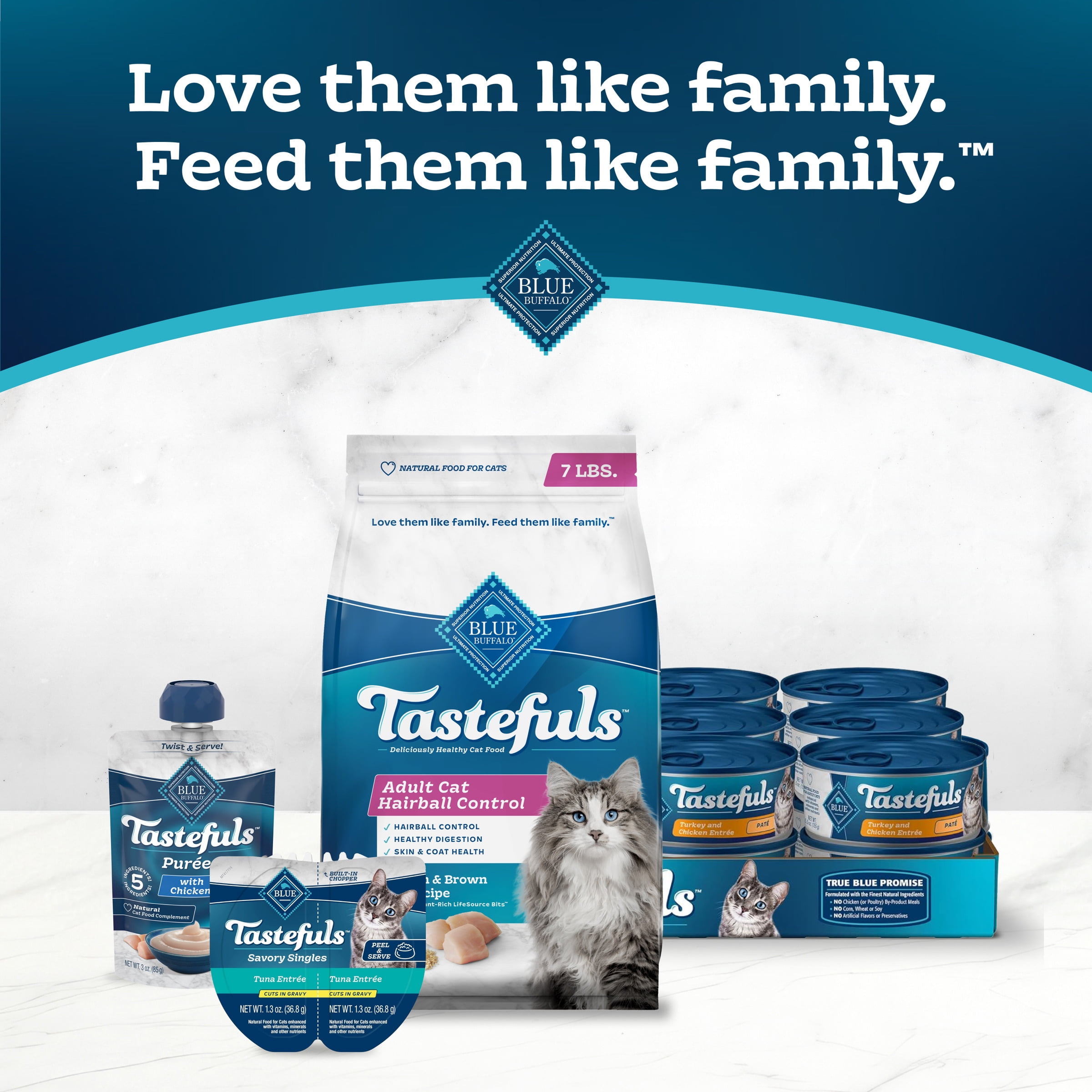 Blue Buffalo Tastefuls Dry Cat Food, Hairball Control, Chicken and Brown Rice, 7-lb. Bag